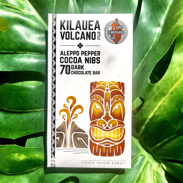 Aleppo Pepper & Cocoa Nibs - 70% Dark Chocolate Bar - Puna