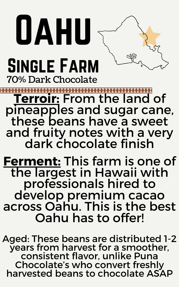 Oahu 70% Dark Chocolate Bar - Single Island