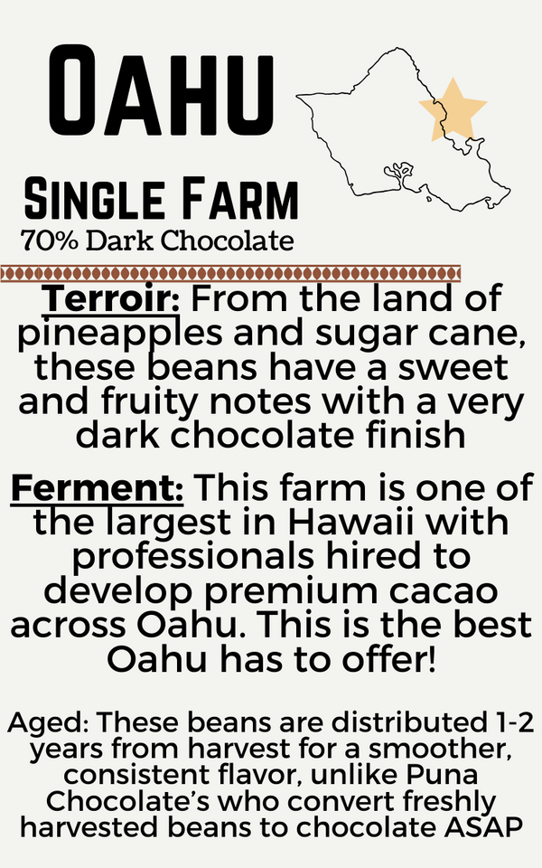 Oahu 70 Dark Chocolate Bar Single Island Puna Chocolate Company