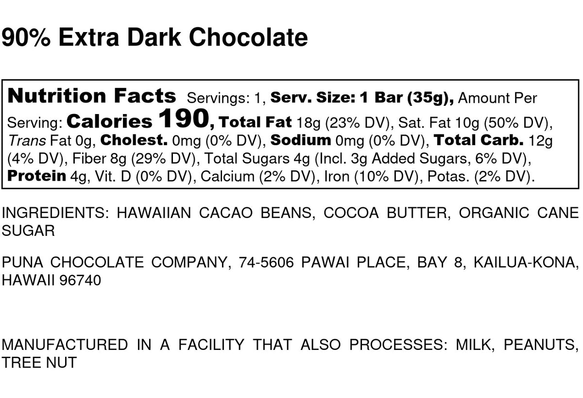 90% Extra Dark Chocolate Bar