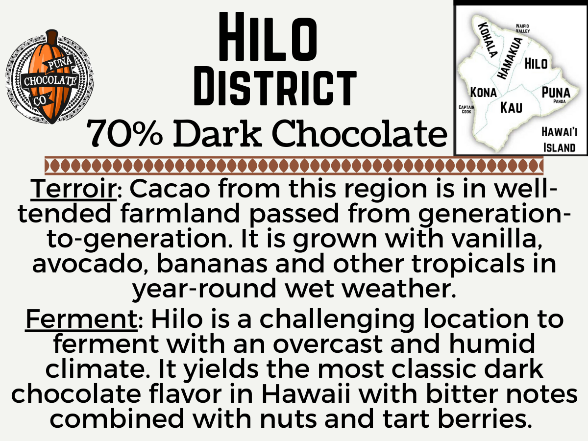 Hilo Regional 70% Dark Chocolate Bar - Single District
