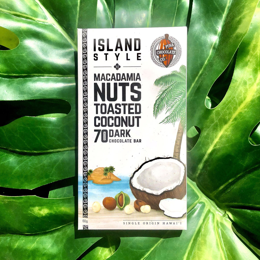 Macadamia Nut & Toasted Coconut - 70% Dark Chocolate Bar