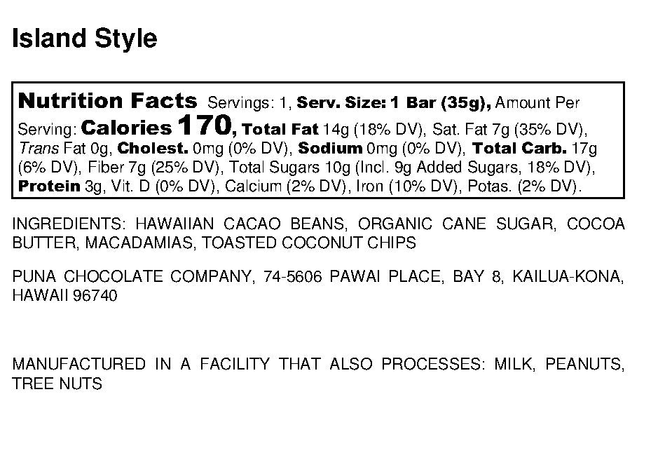 Macadamia Nut & Toasted Coconut - 70% Dark Chocolate Bar