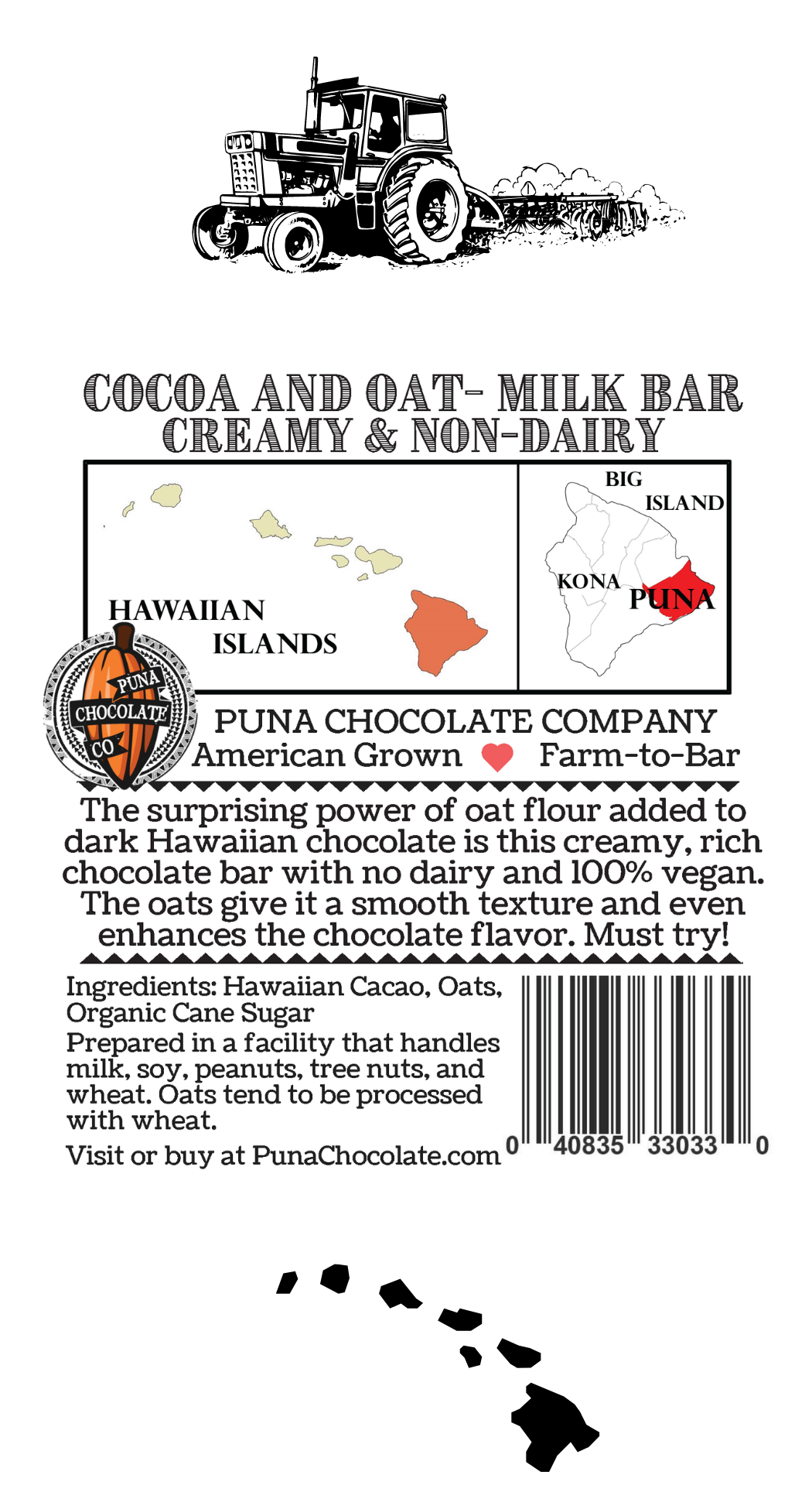 Oat Milk Chocolate Bar - Vegan & Dairy Free