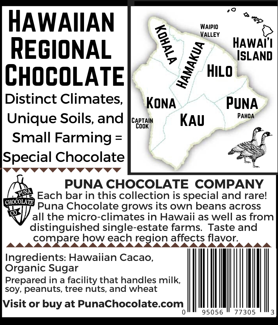 Puna Regional 70% Dark Chocolate Bar - Single District 2 Ingredients